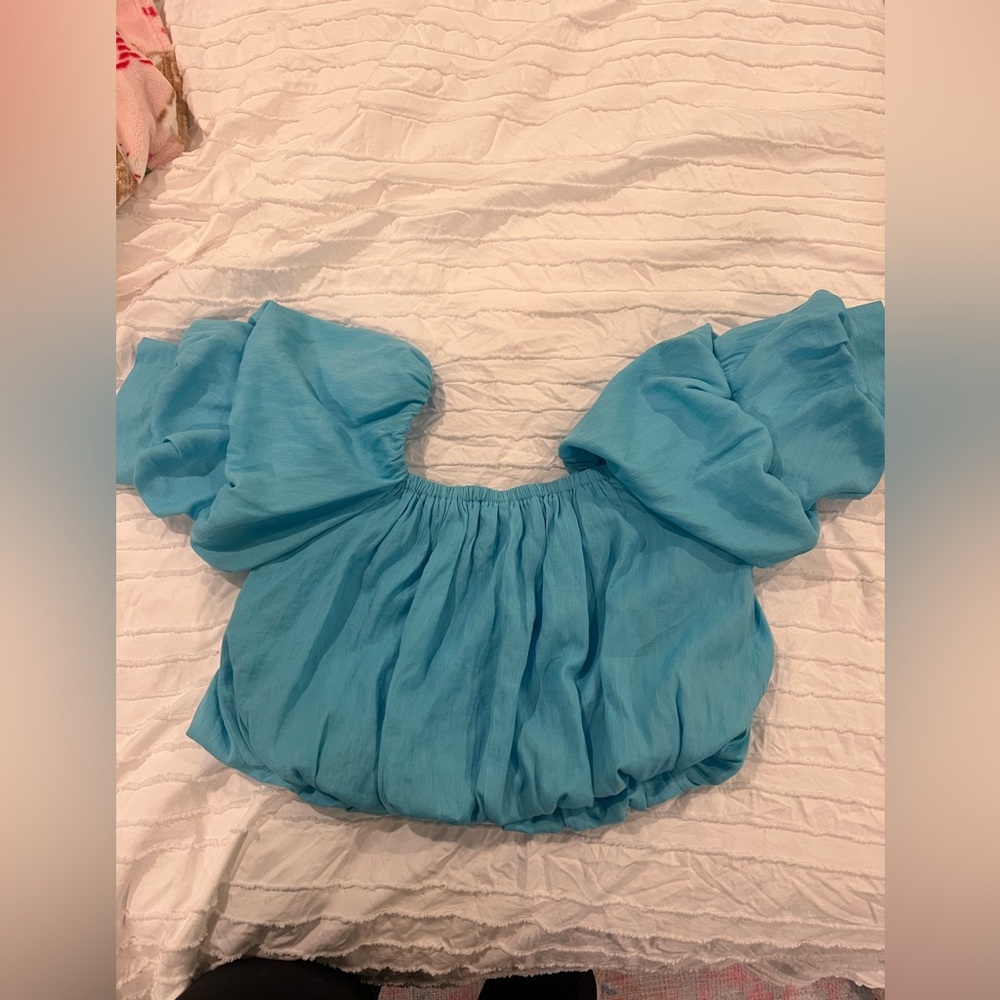 Blue Ruffle Shirt - Picture 2 of 3